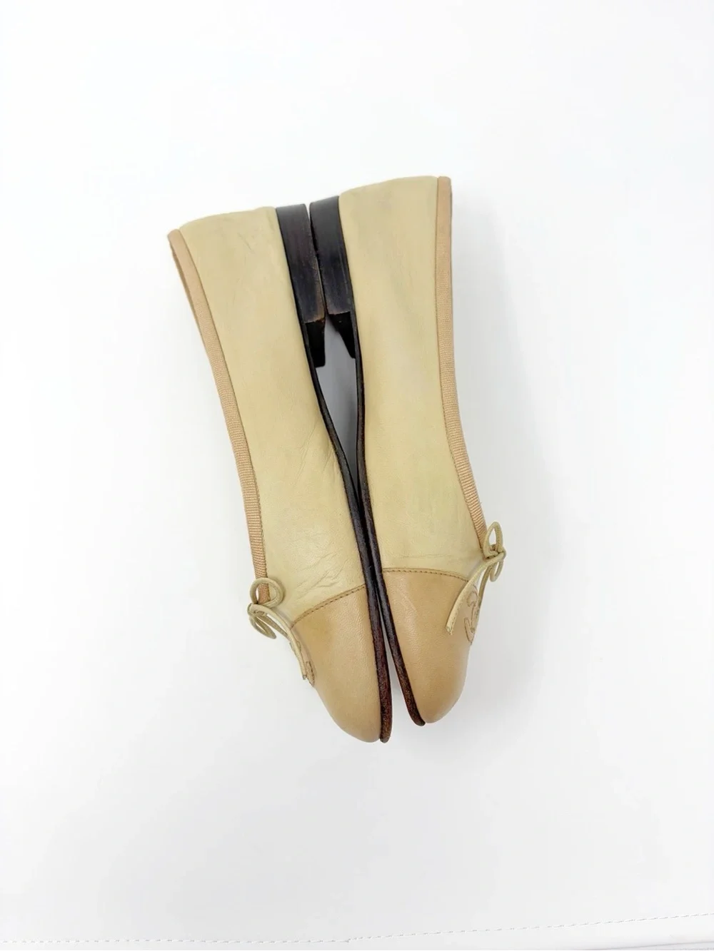 CHANEL Classic Cream Lamb Leather Ballerina Flats size 38